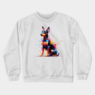 Energetic Manchester Terrier in Vivid Splash Art Crewneck Sweatshirt